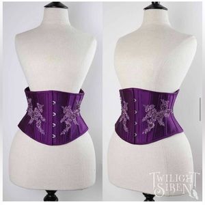 Purple silk and lace steel boned corset